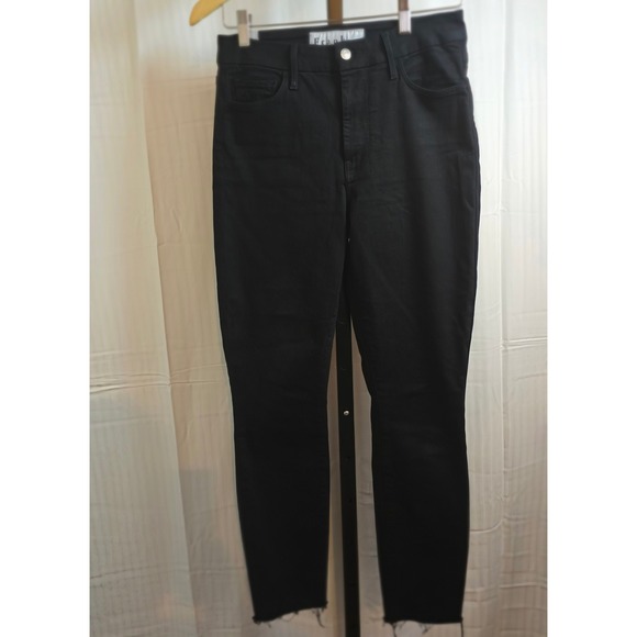 Frank & Eileen Sligo‎ 27x28 Black Jeggings Coated Denim Frayed Hem Low Rise Slim